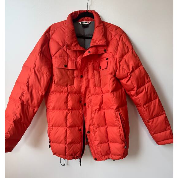 Quicksilver Ghost Tree Orange Down Puffer Jacket LARGE - Picture 1 of 6